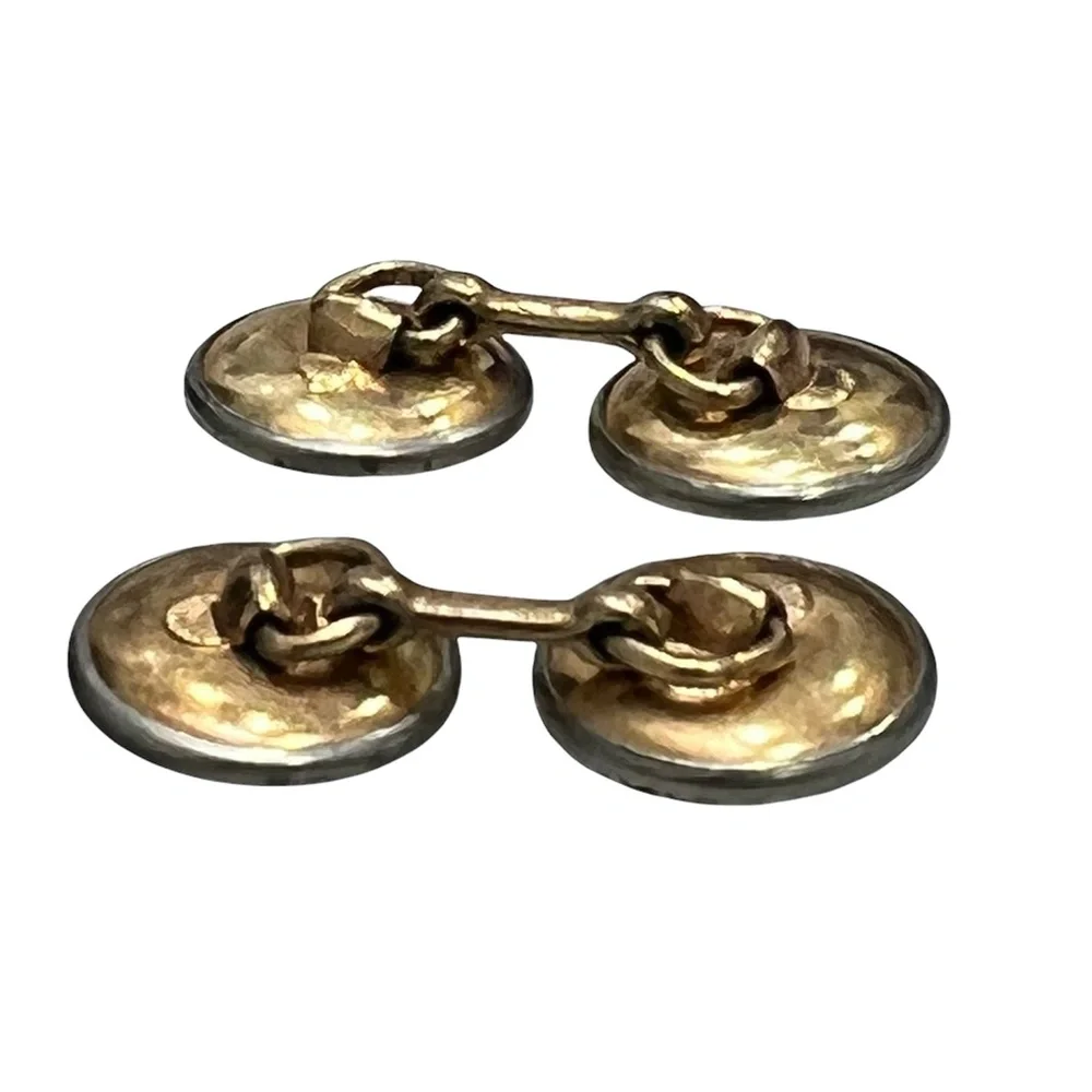 ANTIQUE LARTER & SONS MOTHER OF PEARL/ABALONE ROLLED GOLD DOUBLE SIDED CUFFLINKS